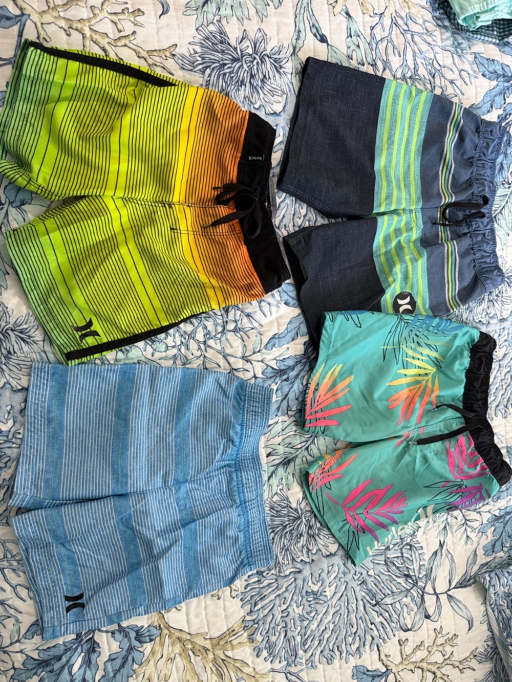 Hurley Boys' Multicolor Striped & Tropical Swim Shorts Lot